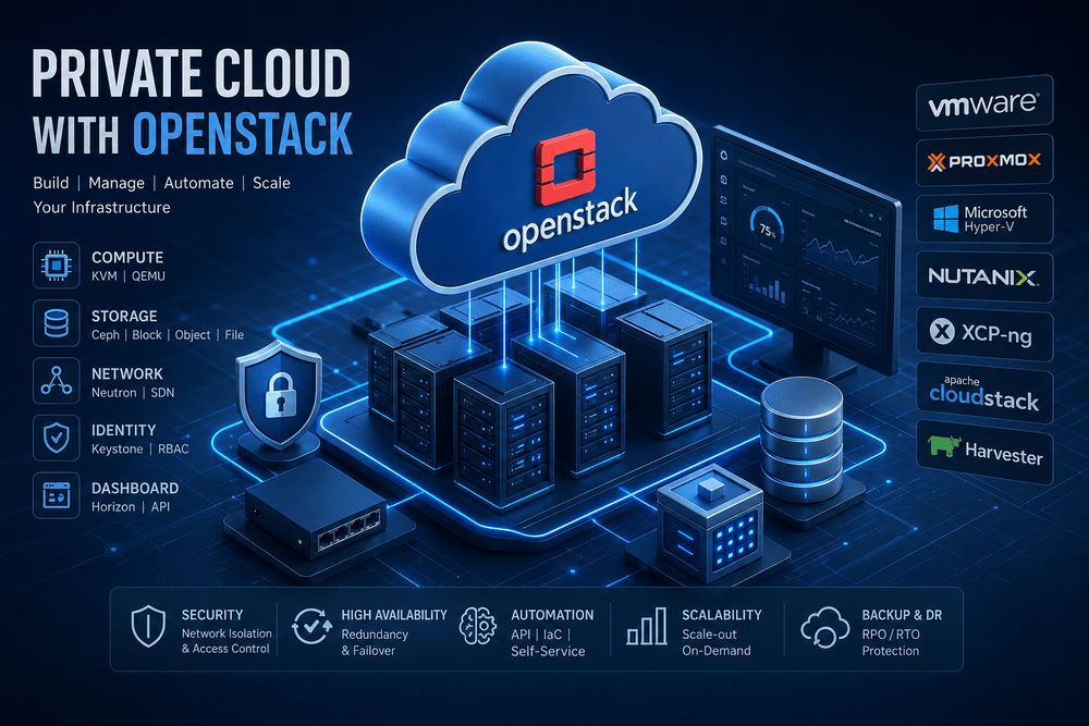 Private Cloud چیست؟ راهنمای جامع طراحی و پیاده‌سازی Private Cloud با OpenStack، VMware و Proxmox